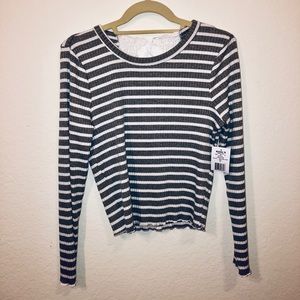 Juniors’ Crotchet-Trim Lace-Up Back Tee (Girl’s)